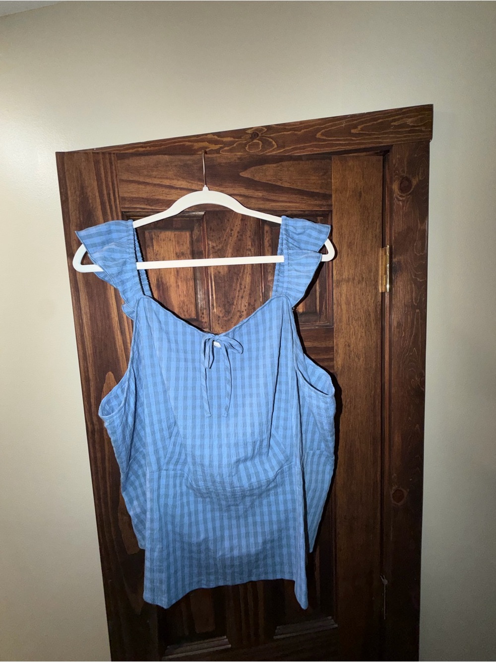 Market & Spruce Light Blue Ruffle-Strap Tie-Front Tank